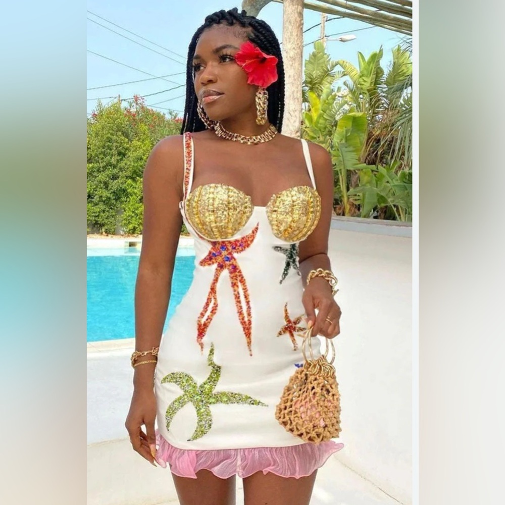 Luxedress Sparkly Crystal Ruffle Bodycon Bandage Cocktail Mini Dress